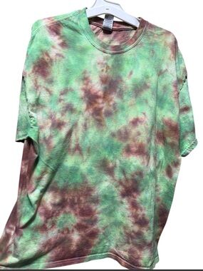 Tie-Dye Short Sleeve Tee - Green & Brown